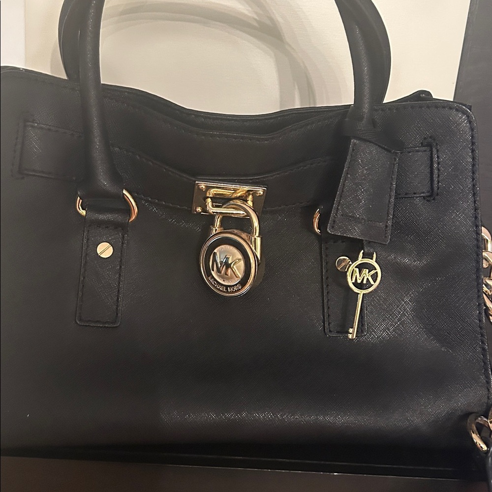Michael Kors Black and Gold Satchel with Structured Design - Picture 7 of 8
